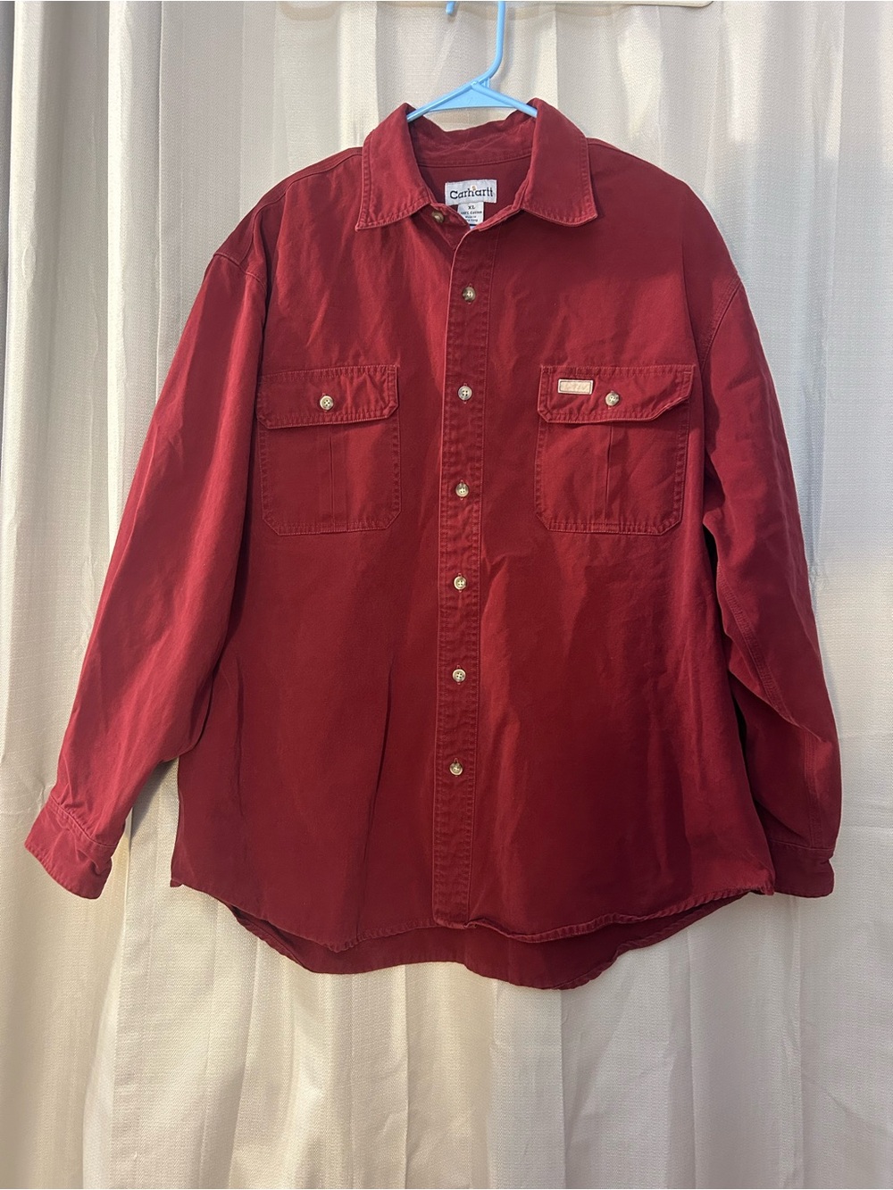 Carhartt double-pocket button-down red shirt
